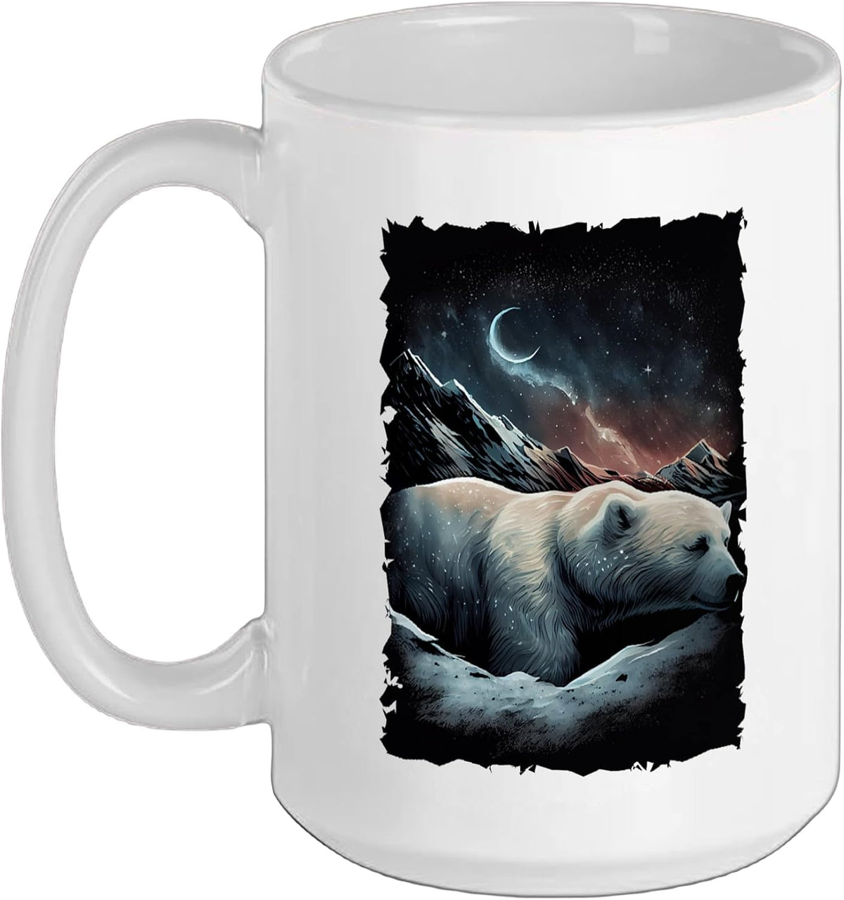 Vintage Polar Bear Silhouette With Mountain Sunset Retro Ceramic Mug