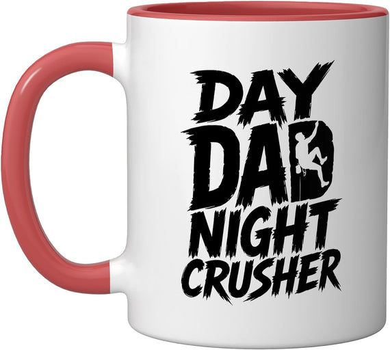 Rock Climbing Dad Day Crusher Hard Routes Night Double Ceramic Mug