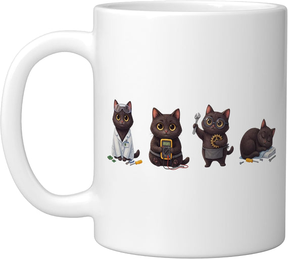 Clinical Engineering Cats Funny Black Cat Tech Ceramic Mug