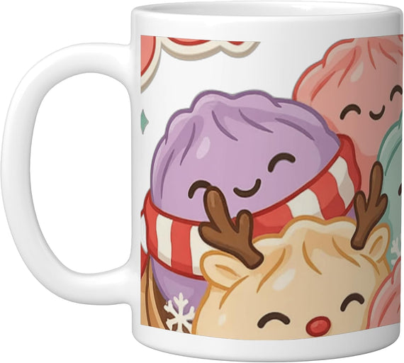 Cute Squishy Christmas Plush Faces Holiday Xmas Ceramic Mug