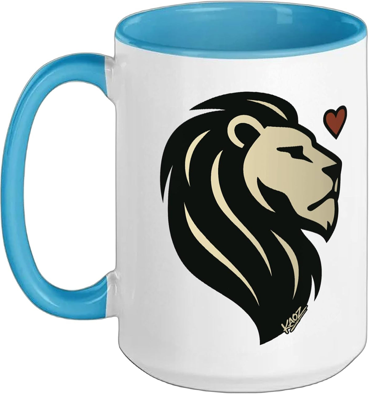 Majestic Lion Head With Heart Minimal Animal Art Ceramic Mug
