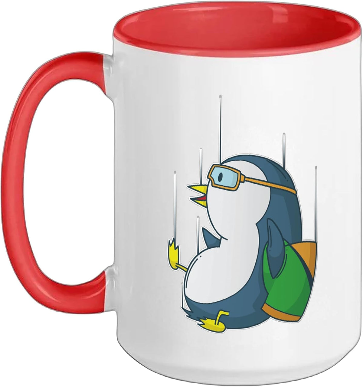 Penguin Jetpack Flying Cartoon Funny Ceramic Mug