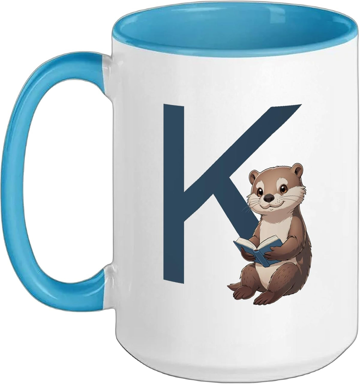 Otter Reading Book Letter K Ceramic Mug