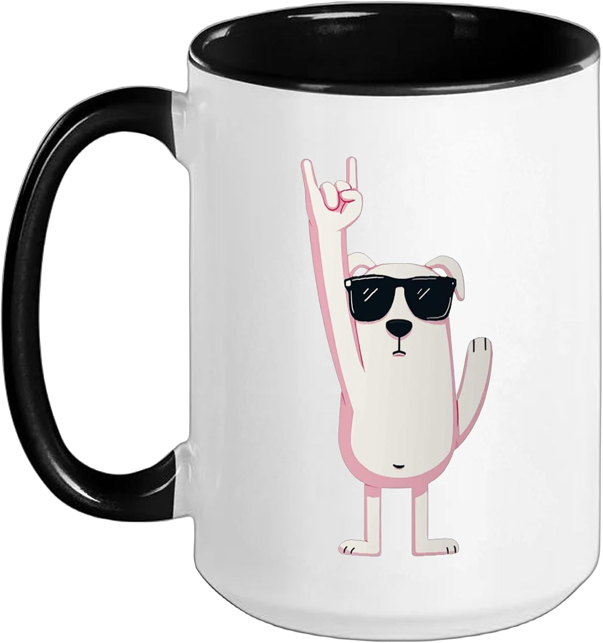 Cool Polar Bear Rock Hand Sign Punk Mascot Graphic Ceramic Mug