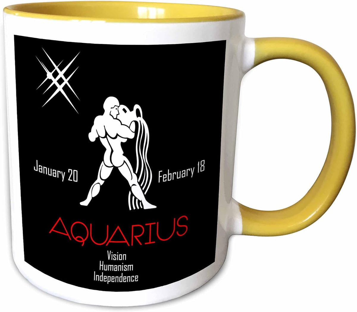 Zodiac Symbol Aquarius On Black Background Ceramic Mug