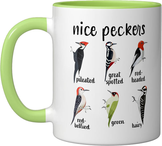 Nice Peckers Funny Bird Watching Woodpecker Ceramic Mug
