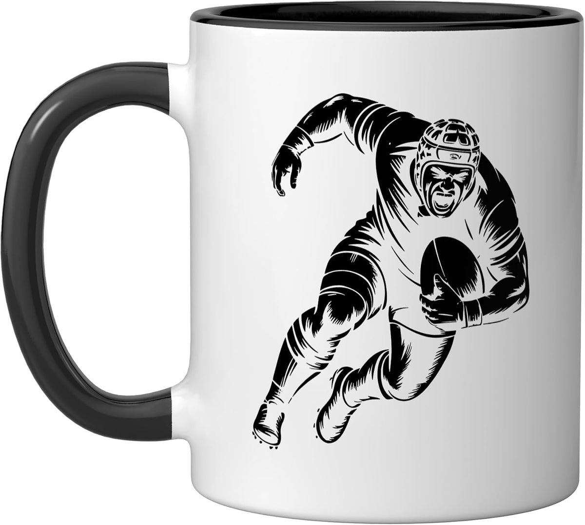 Rugby Player Silhouette Scoring Try Over Line Scene Art Ceramic Mug