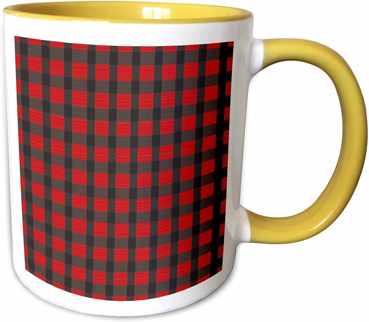 Image Of Red And Black Buffalo Plaid Print Ceramic Mug