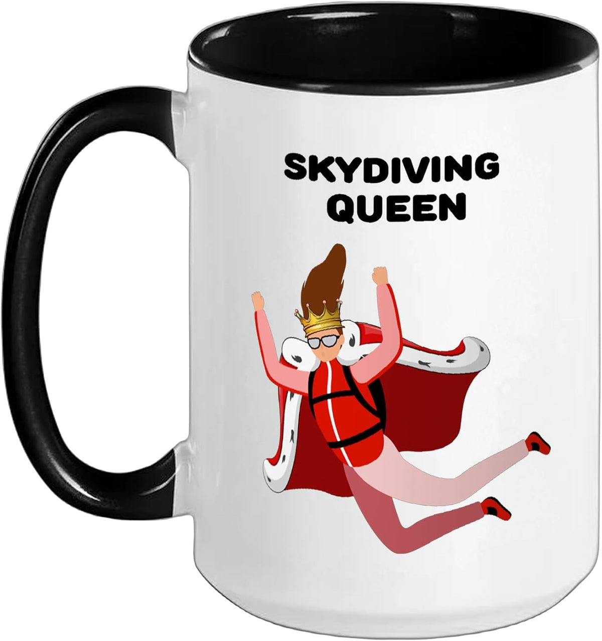 Skydiving Queen, Girls Skydiving Design, Womens Skydiving Ceramic Mug