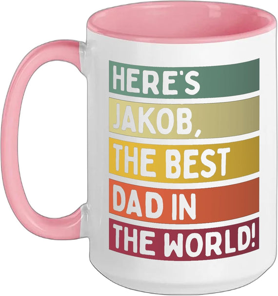 Here's Jakob The Best Dad In The World Father's Day Retro Ceramic Mug