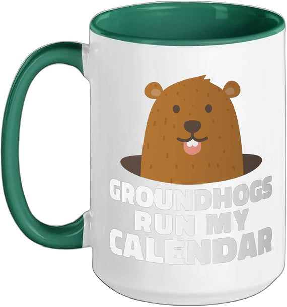 Groundhogs Run My Calendar February Weather Winter Spring Ceramic Mug