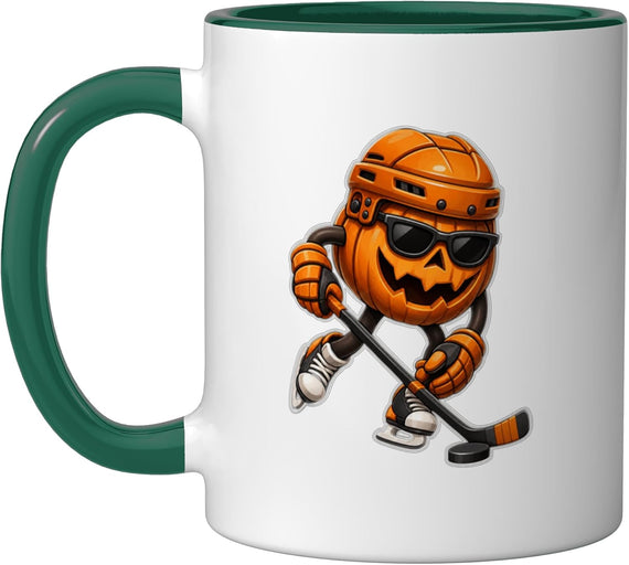 Halloween Hockey Jack O Lantern Mascot Ceramic Mug