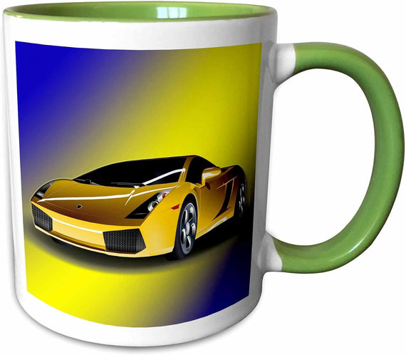 Cool Sport Car. Yellow Ceramic Mug