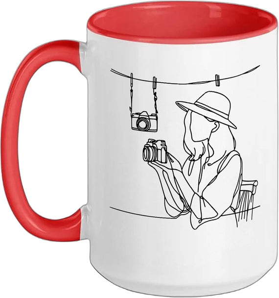 Camera Line Art Photographer Ceramic Mug