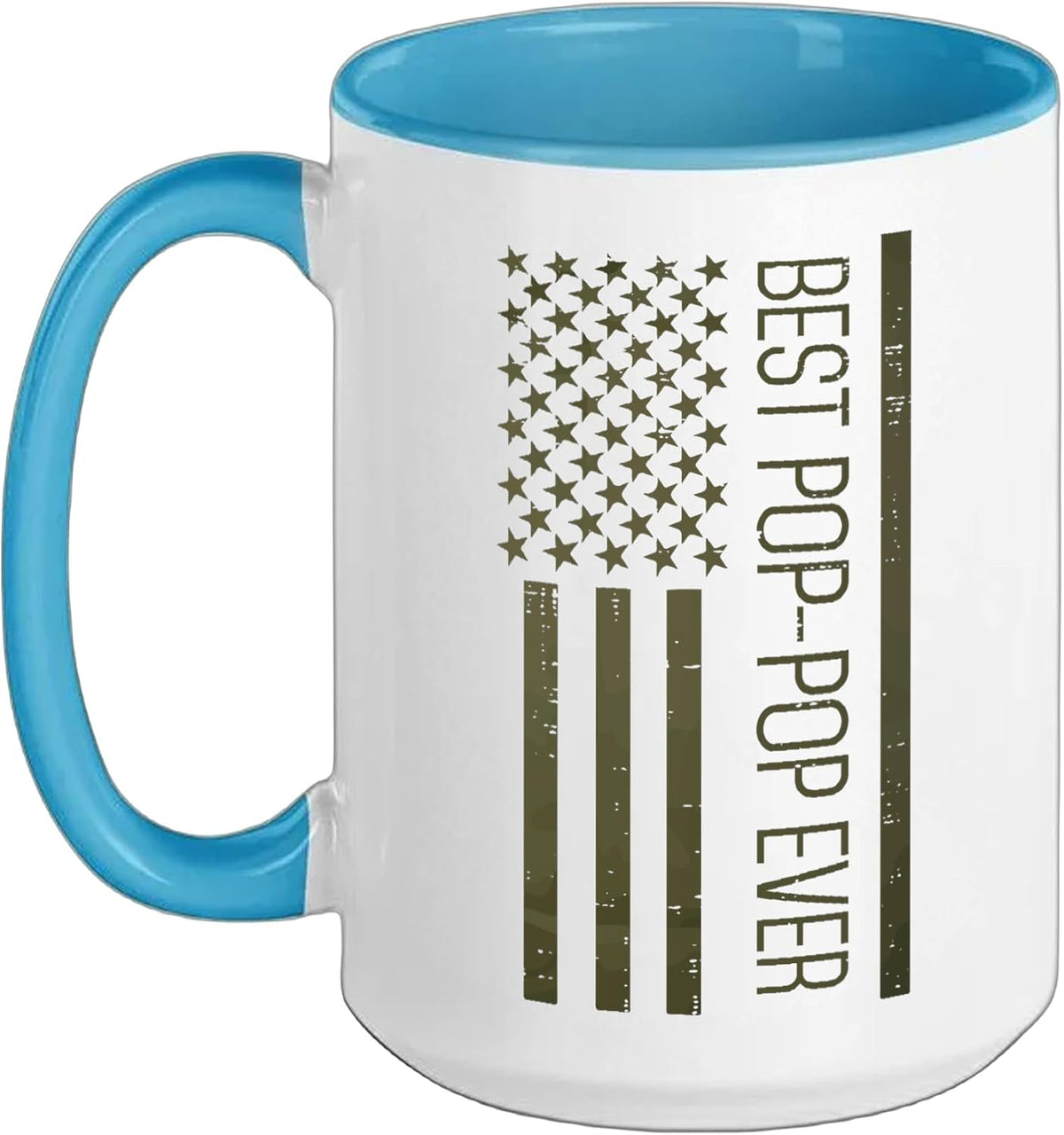 Fathers Day Best Pop-Pop Ever America Flag Grandpa Papa Ceramic Mug