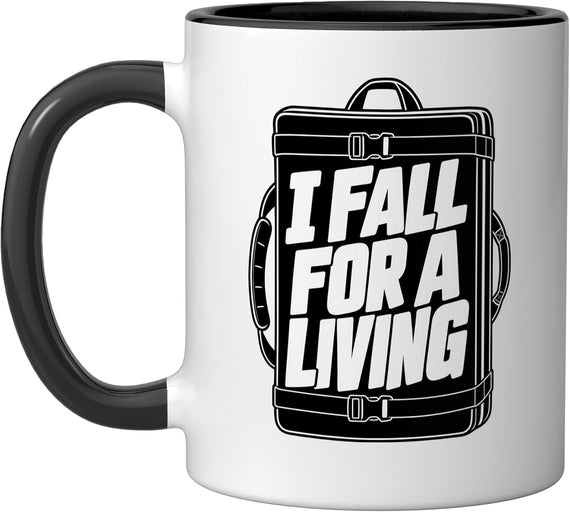 Bouldering I Fall for a Living Funny Climber Rock Climbing Ceramic Mug