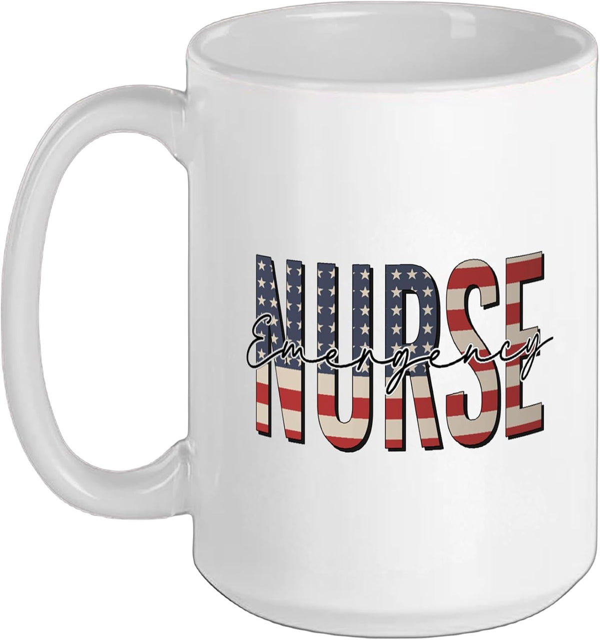 Emergency Nurse American Flag Lettering Ceramic Mug