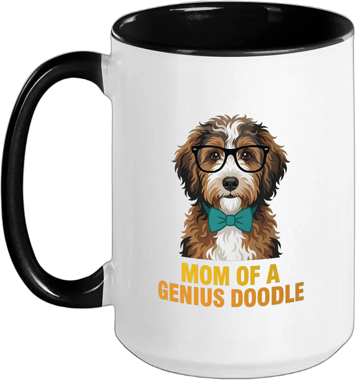 Aussiedoodle Mama Dog With Glasses Bow Tie Ceramic Mug