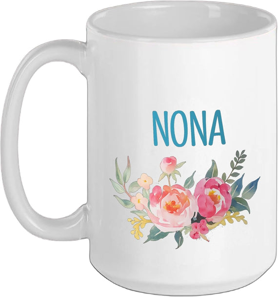 Nona Watercolor Floral Grandma Ceramic Mug