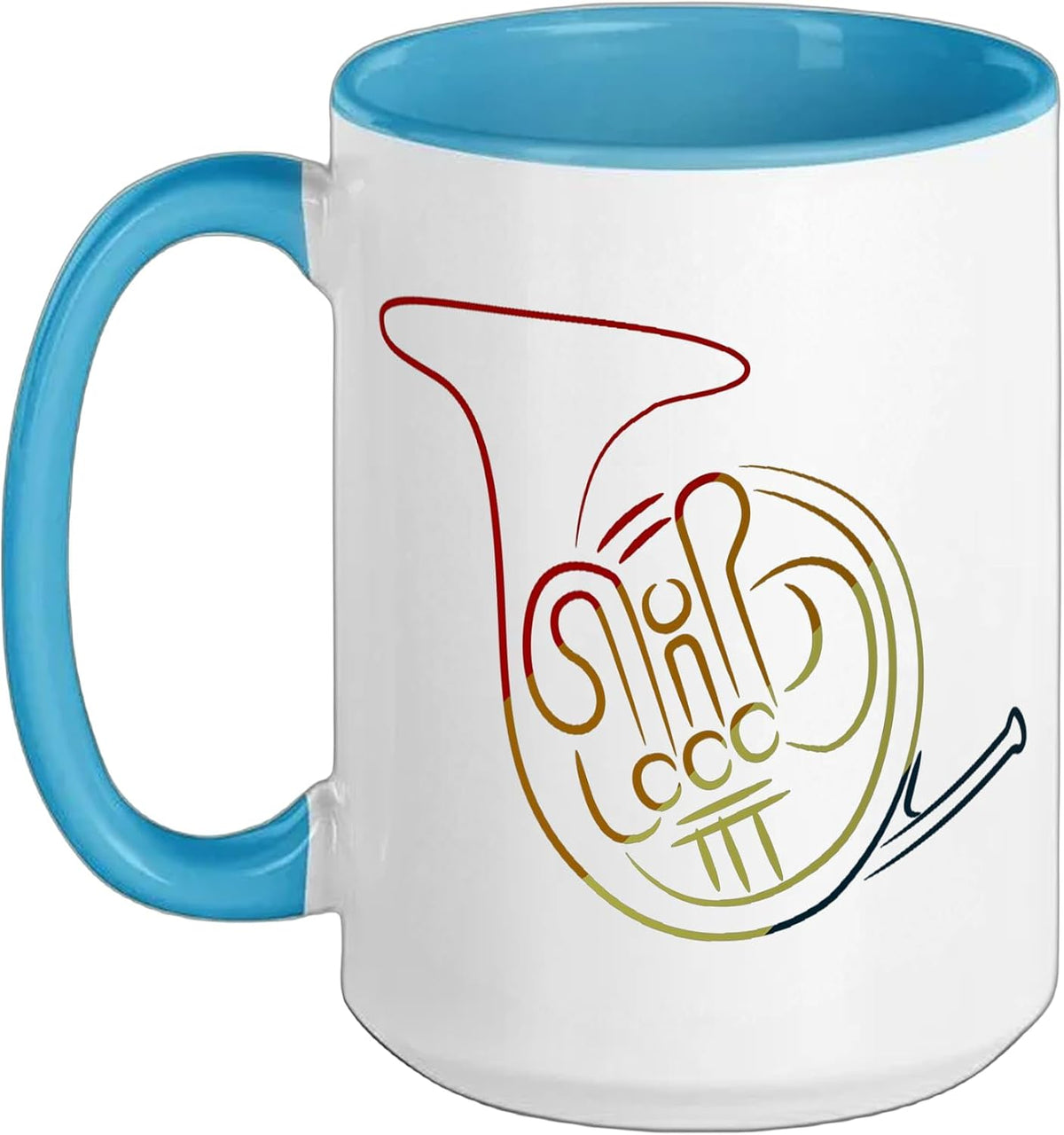Vintage French Horn Drawing Ceramic Mug