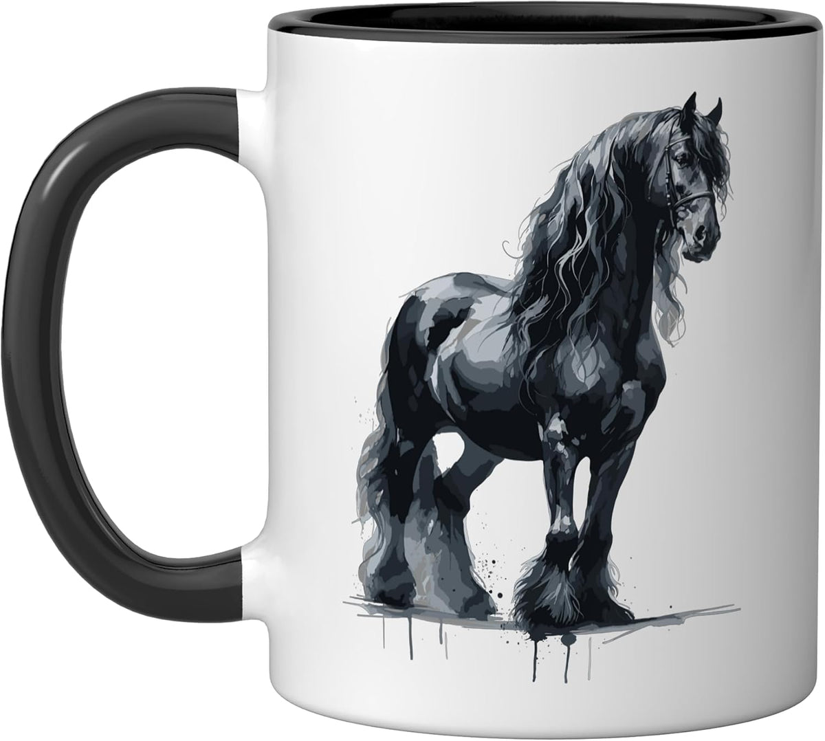 Friesian Horse Watercolor, Friesian Horse Ceramic Mug