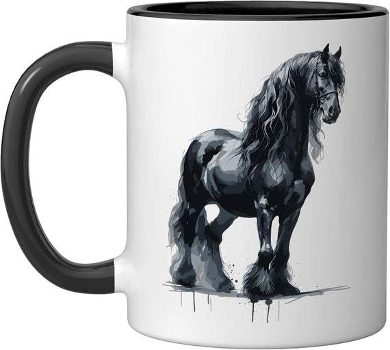 Friesian Horse Watercolor, Friesian Horse Ceramic Mug