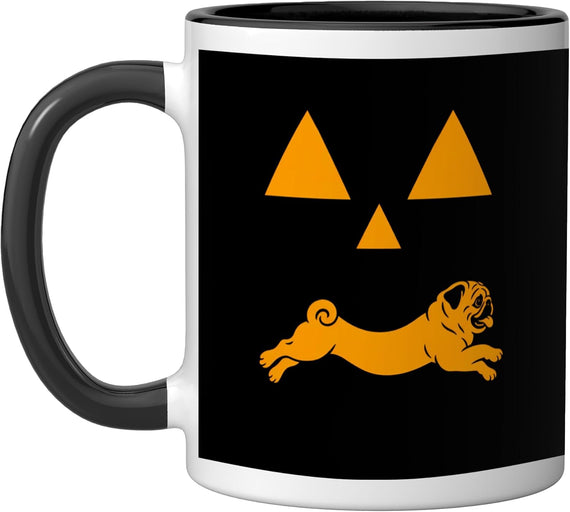 Pug Halloween Pumpkin Dog Face Funny Jack-O-Lantern Ceramic Mug