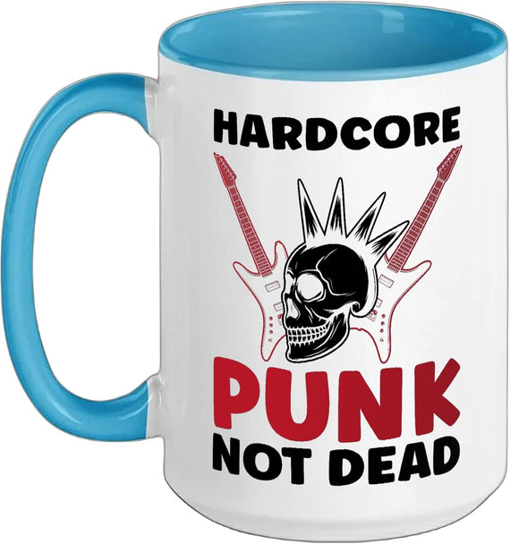 Hardcore Punk Not Dead Punker Guitar Skull Punks Ceramic Mug