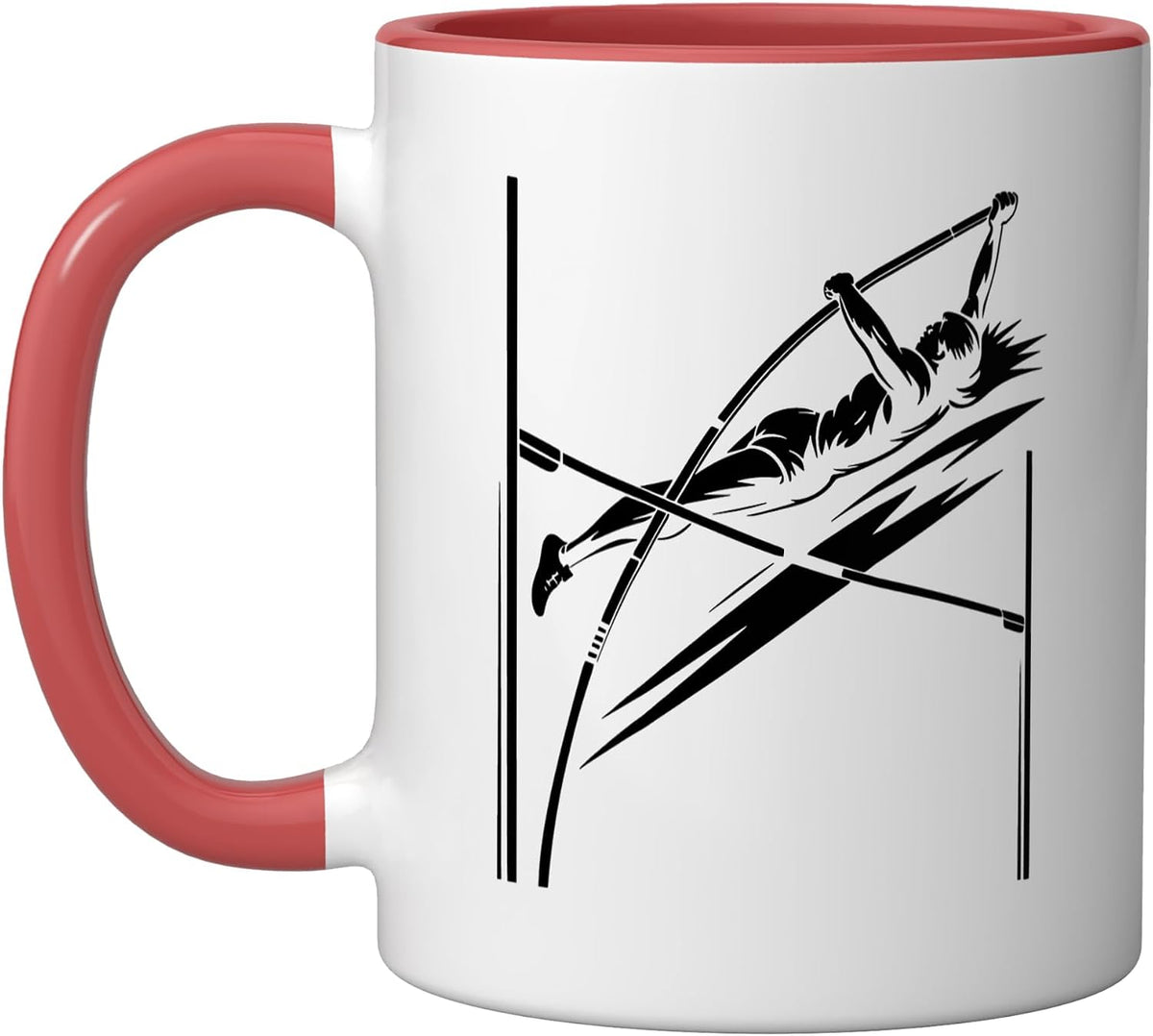 Pole Vault Evolution Silhouette Track Athlete Progression Ceramic Mug
