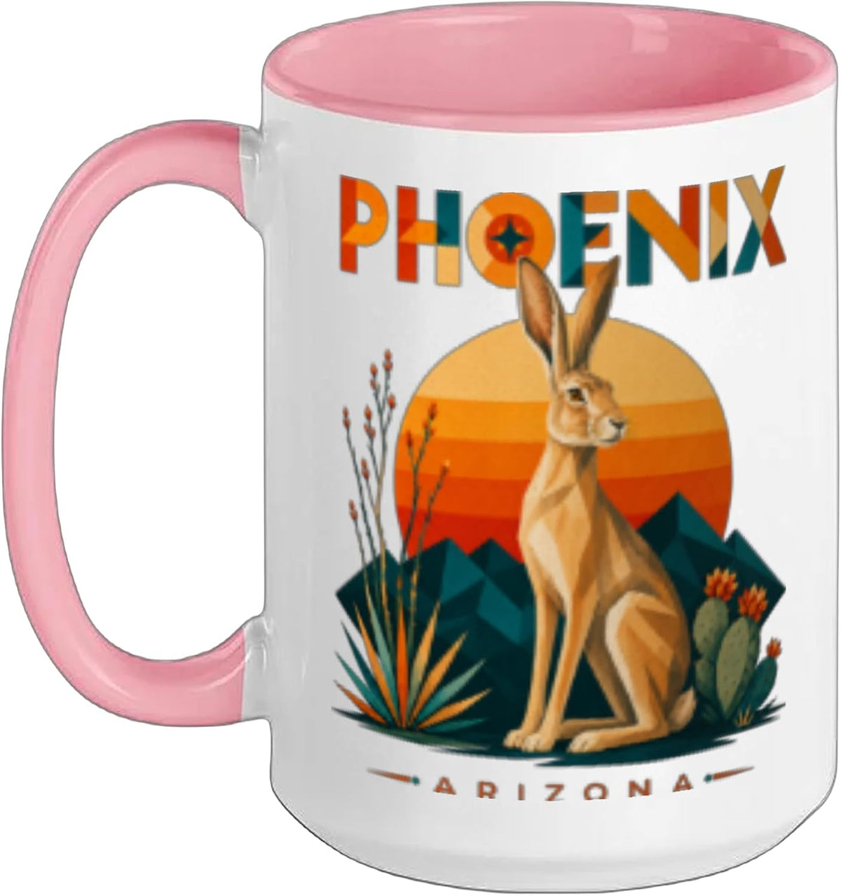 Phoenix Arizona Jackrabbit Desert Geometric Ceramic Mug