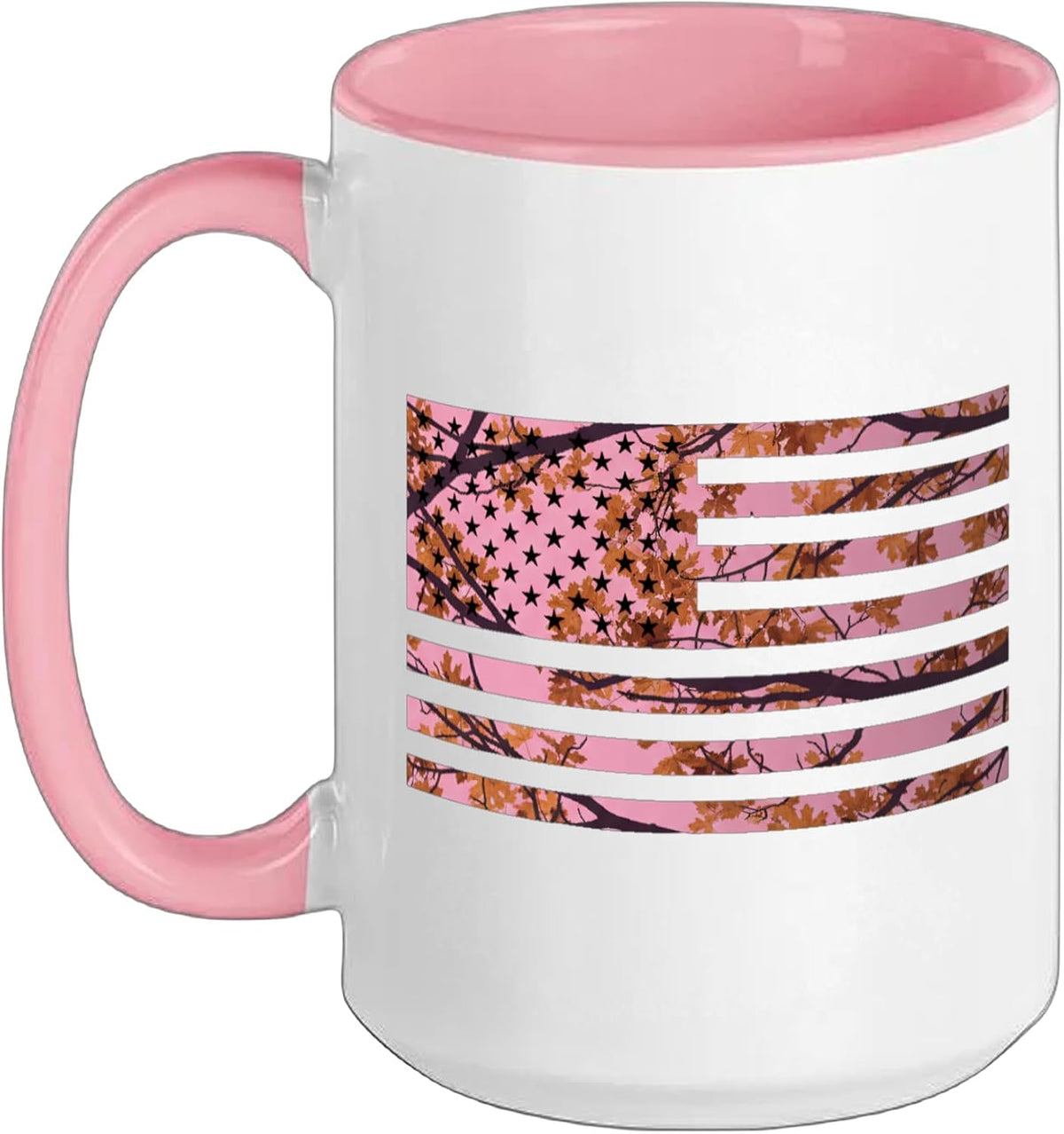 Usa Floral Flag, Patriotic American Flag With Woodland Ceramic Mug