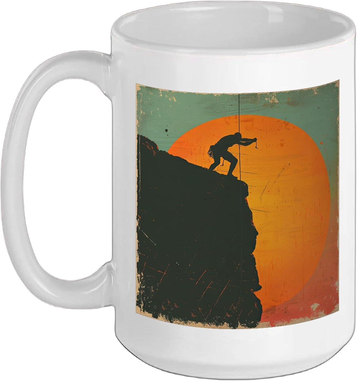 Rock Climbing Sport Lover Vintage Silhouette Sunset Ceramic Mug