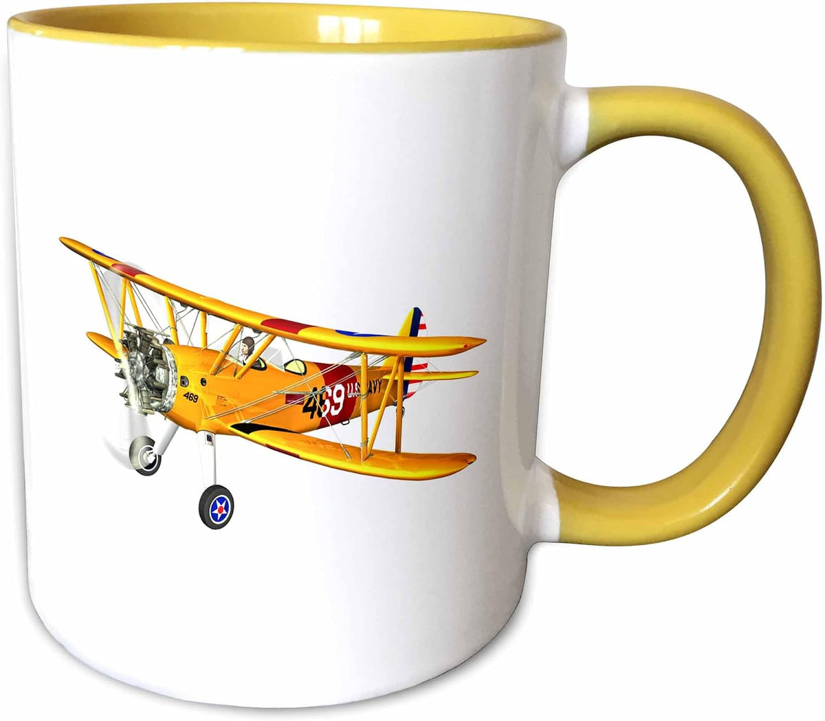 Yellow And Red Military Training Biplane Ceramic Mug