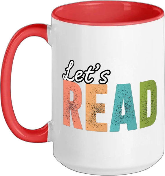 Literary Let's Read Book Lover Reading Librarian Bookworm Ceramic Mug
