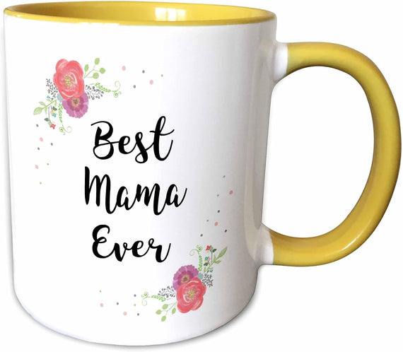 Floral Best Mama Ever With Pretty Ceramic Mug