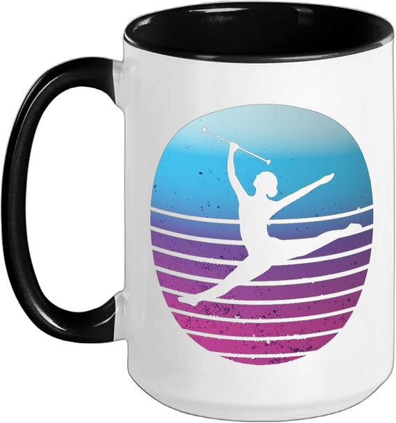 Baton Twirling Retro Vintage Sunset Gymnastic Sport Baton Ceramic Mug