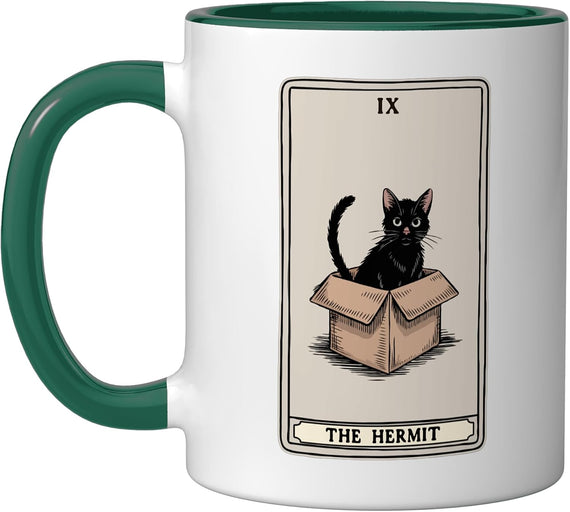 The Hermit Tarot Card Mystic Cat In Box Funny Cat Ceramic Mug
