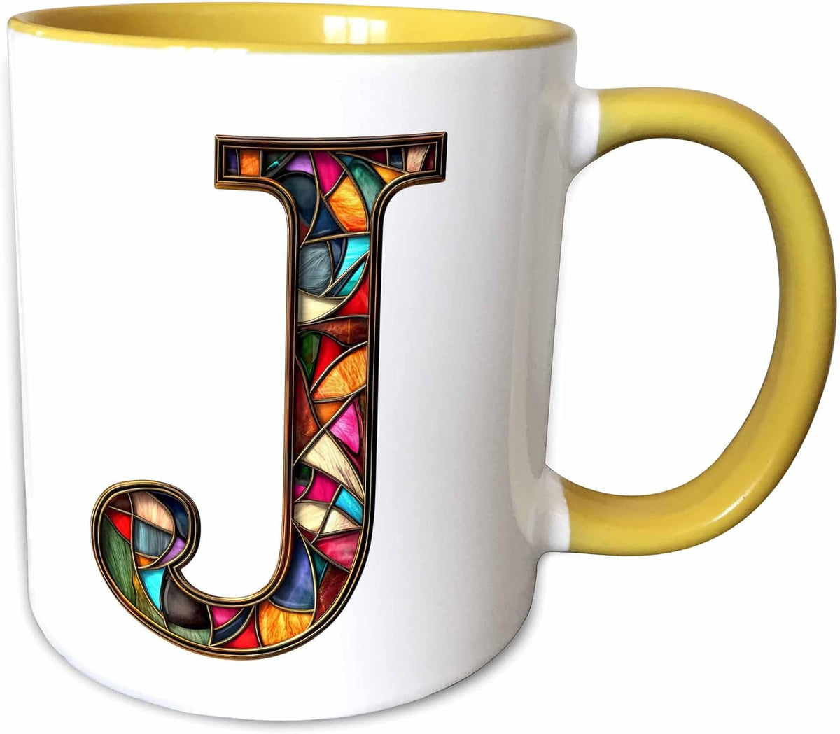 Pretty Image Of Stained Glass Letter J Ceramic Mug