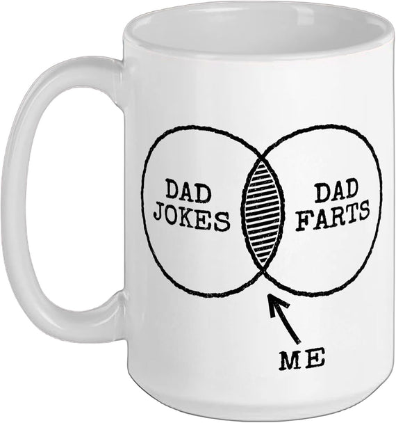 Dad Jokes Dad Farts Venn Diagram Funny Saying Mens Humor Ceramic Mug