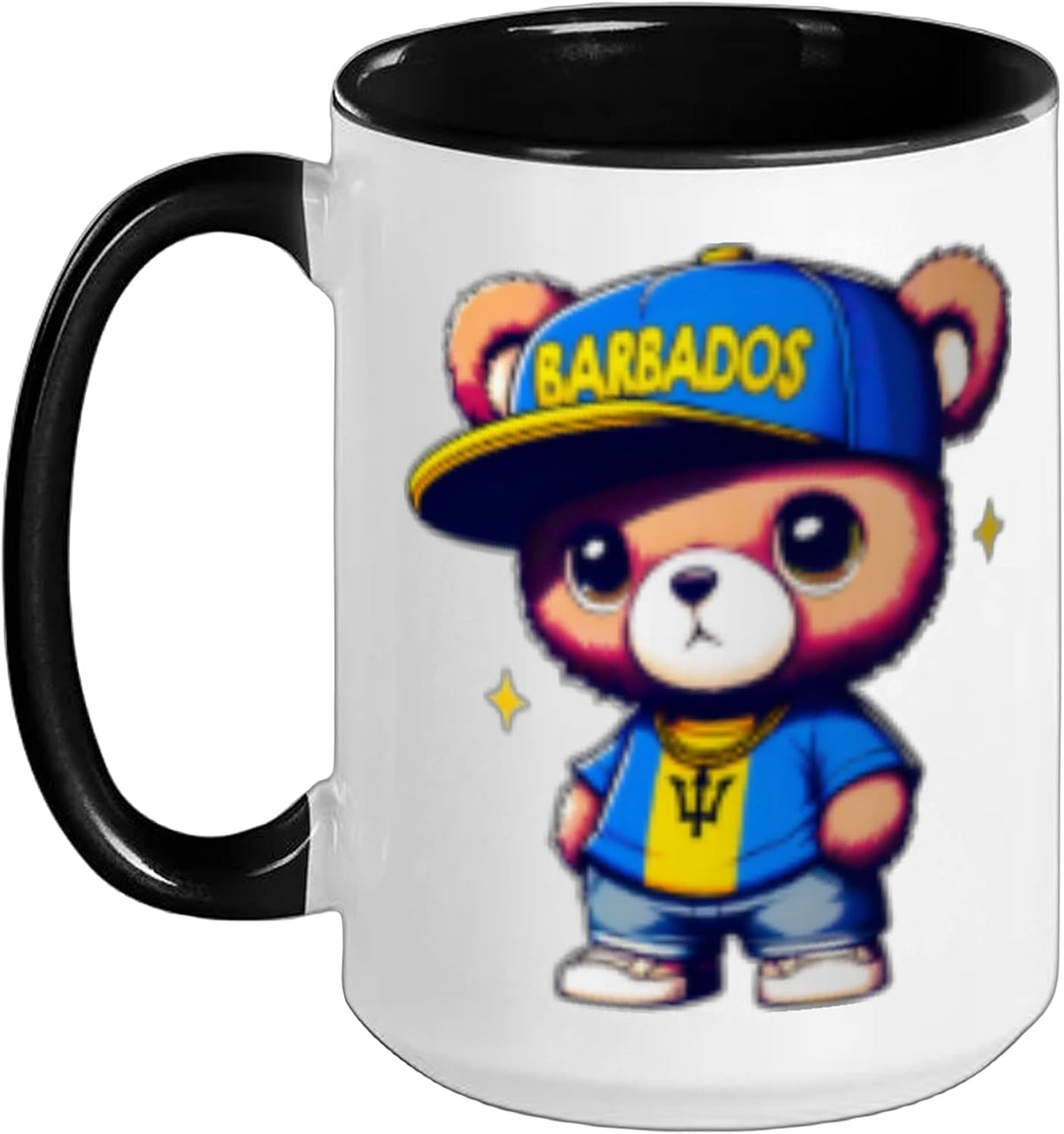 Cute Bajan Teddy Bear Barbados Flag Souvenir Barbadian Ceramic Mug