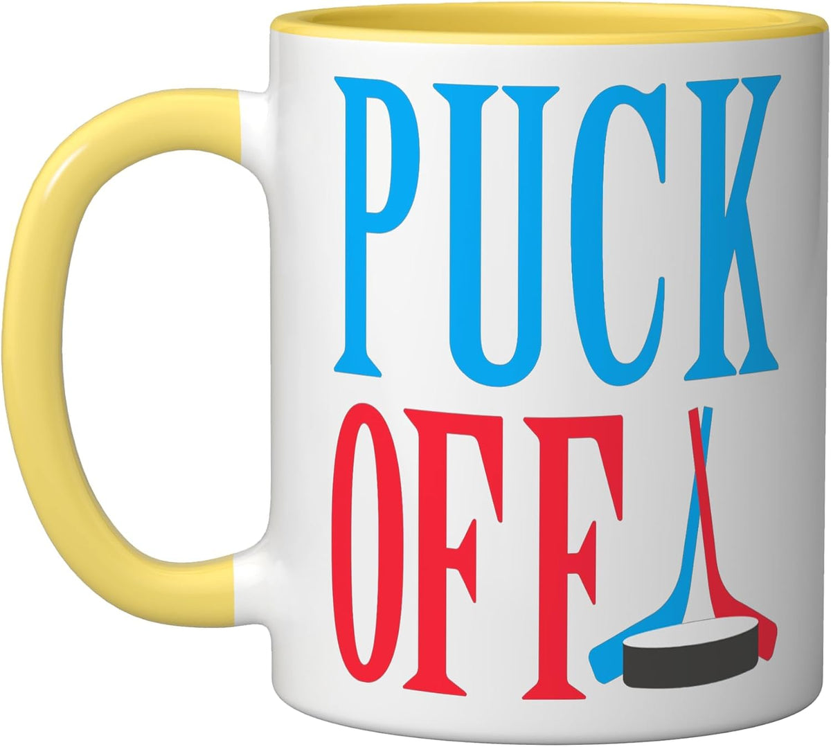 Funny Ice Hockey Puck Off Joke Player Humor Ceramic Mug