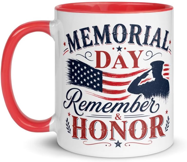 Memorial Day Remember And Honor Flag Ceramic Mug