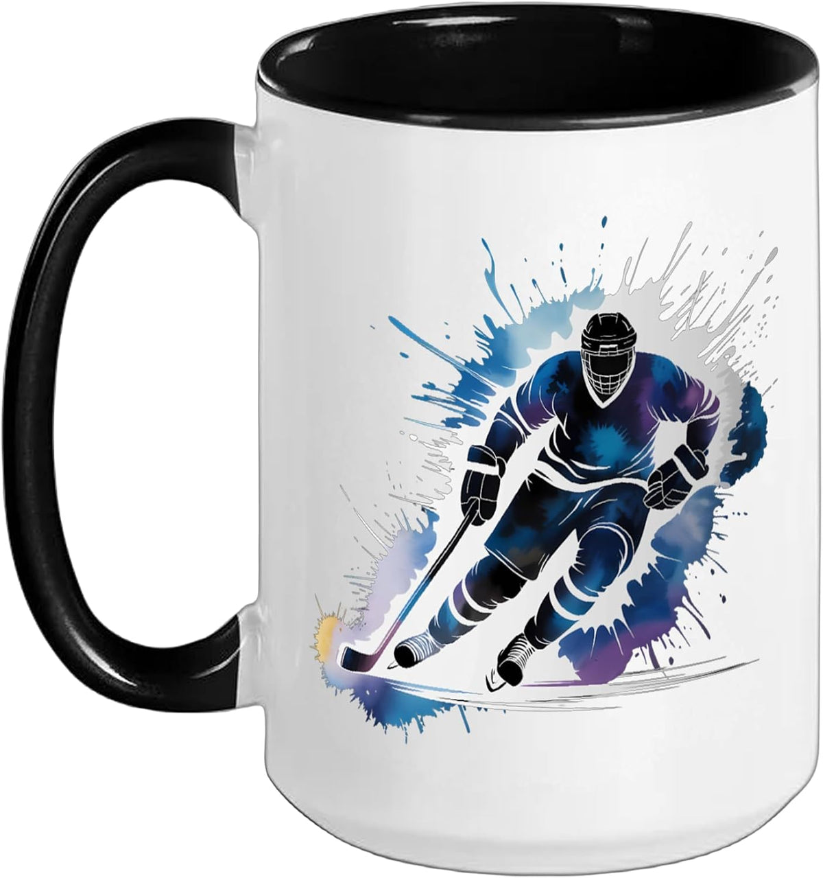 Ice Hockey Player Paint Splash Dye Color Splatter Art Ceramic Mug