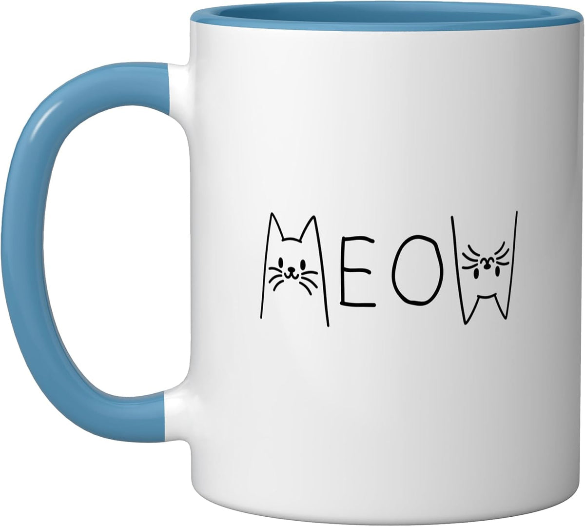 Meow Cat Lover Cute Minimalist Kitty Design Ceramic Mug