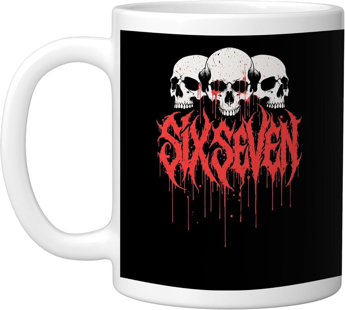 Death Metal Metalhead Brainrot 67 Six Seven Heavy Metal Ceramic Mug