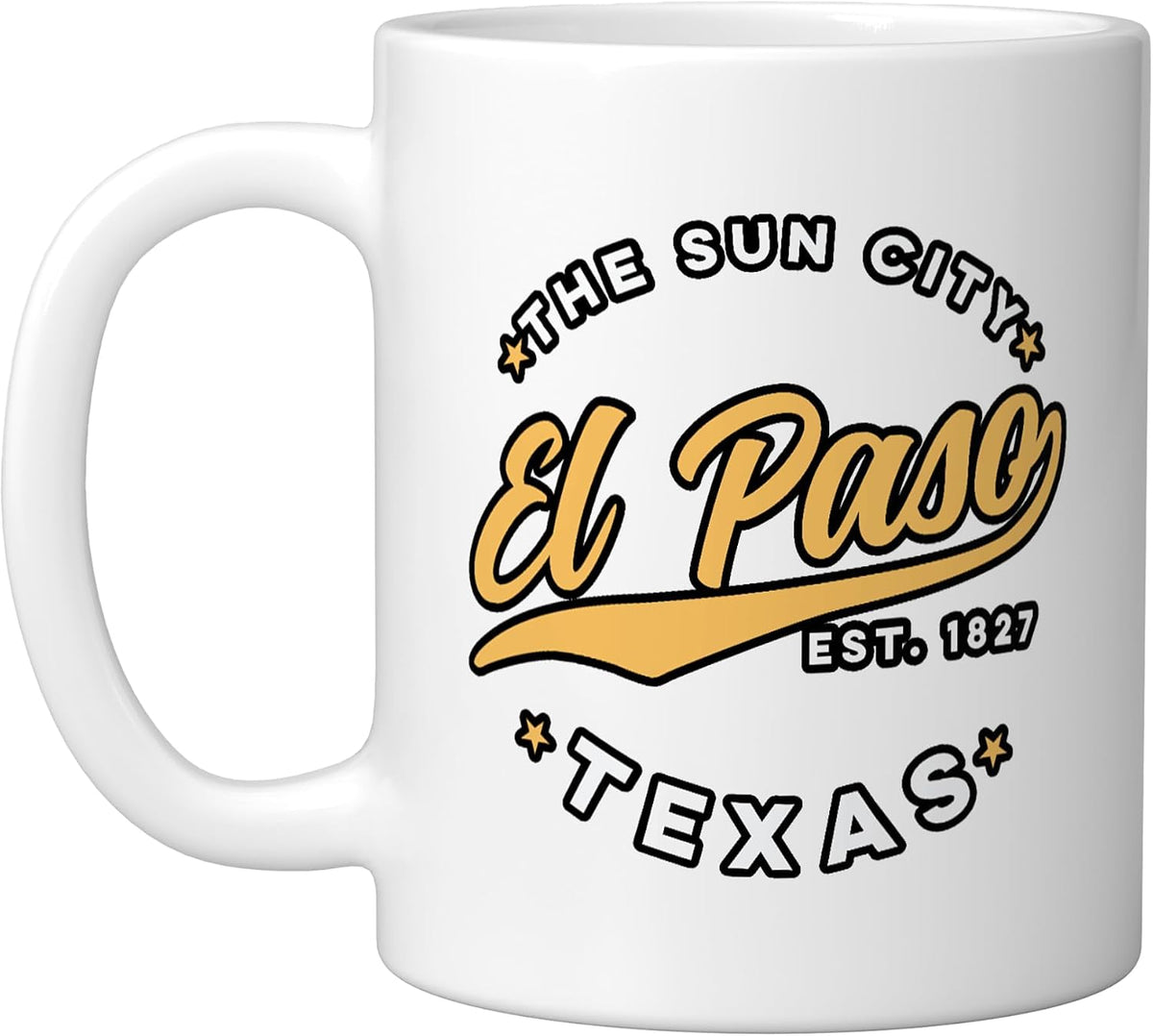 Vintage El Paso Texas The Sun City Retro Usa Yellow Text Ceramic Mug