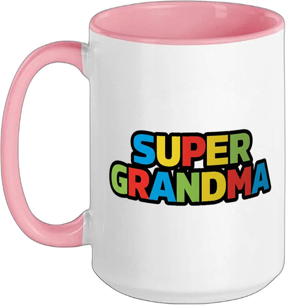 Grandparent Super Grandma Retro Gamer Colorful Design Ceramic Mug