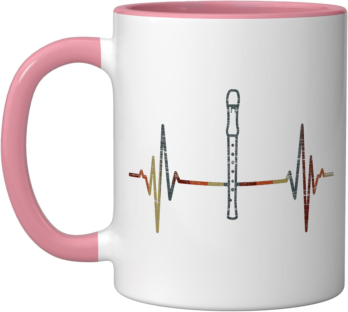 Flute Player Heartbeat Vintage Ecg Cardiogram Retro Ceramic Mug