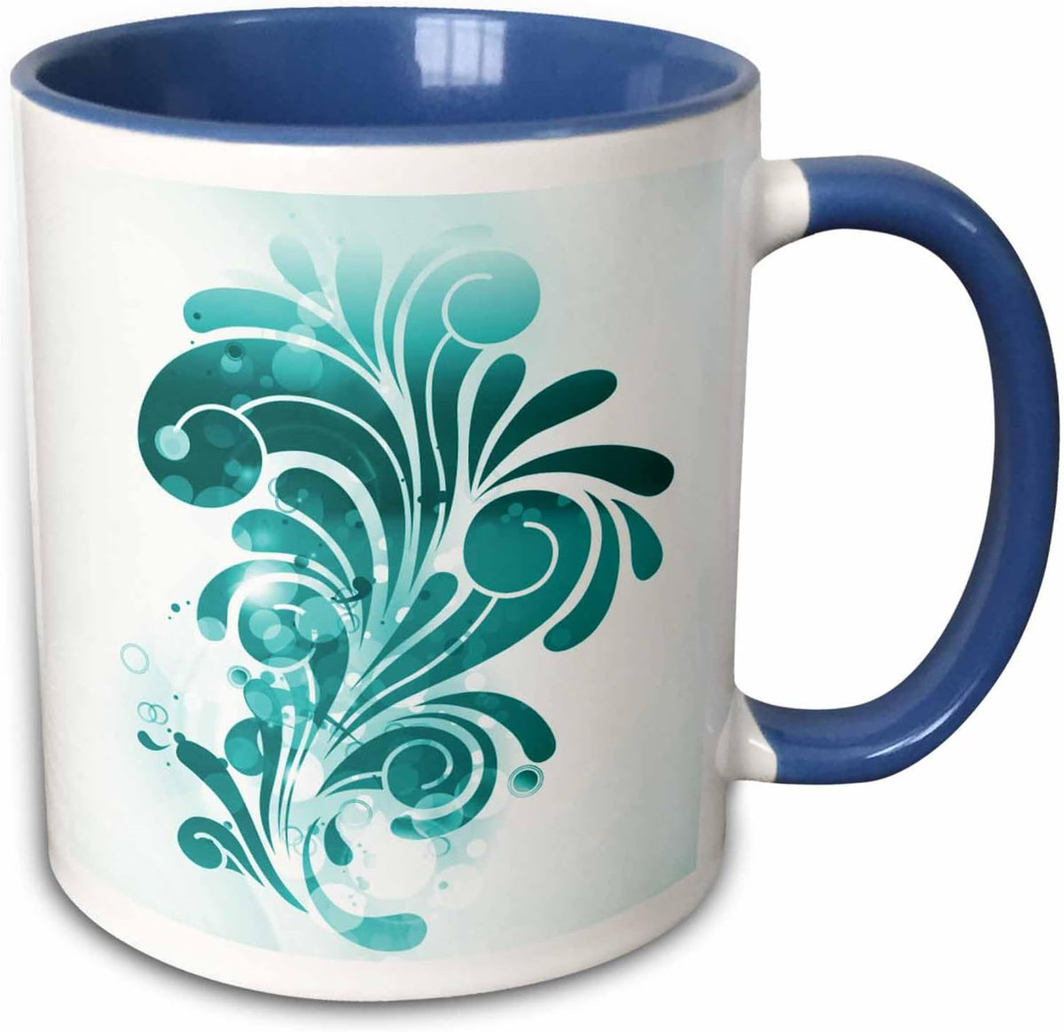 Pretty Turquoise Flourish On A Sparkly Grunge Ceramic Mug