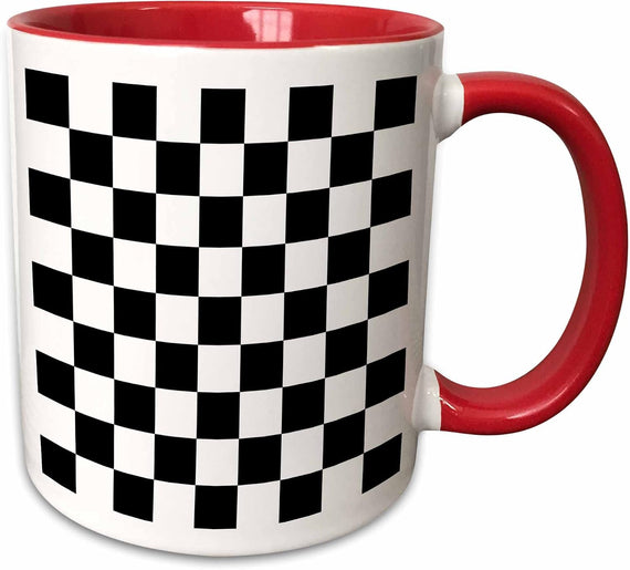 Black And White Checkered Squares Chess Board Ceramic Mug